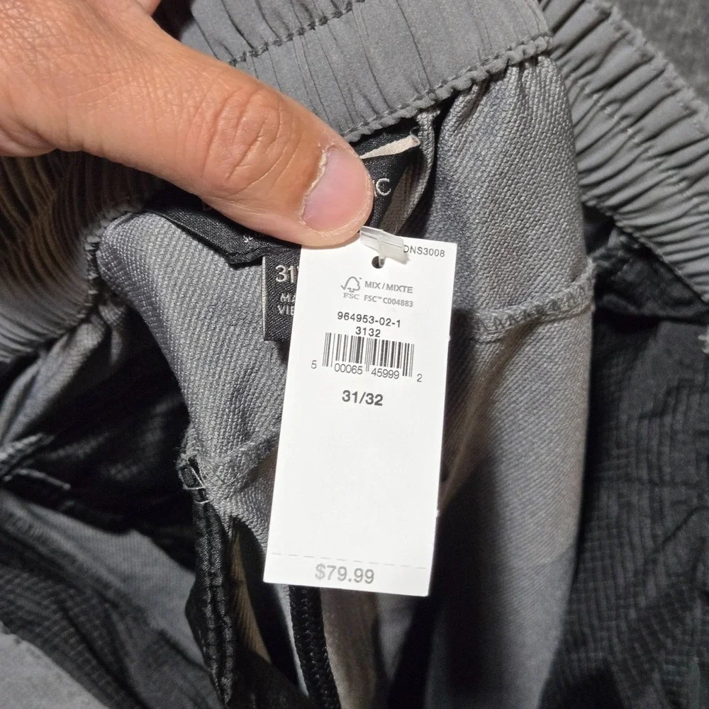 Banana Republic Mens 31x32 Slim Tapered Fit Drawstring Pants Performance Gray